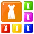 Woman dress icons set vector color Royalty Free Stock Photo
