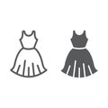 Woman dress line and glyph icon, female and clothes, gown sign, vector graphics, a linear pattern on a white background. Royalty Free Stock Photo