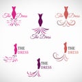 The woman dress logo vector set design