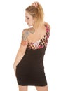 Woman dress off shoulder tattoo back look side Royalty Free Stock Photo