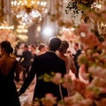 a woman in a dress is singing into a microphone at a wedding reception