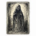 Vintage Macabre Illustration: Woman In Dark Cloak - Uhd Print