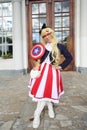 Woman dressed as Captain America