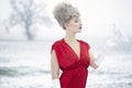 Woman dressed as Mrs claus Royalty Free Stock Photo