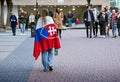 Woman dressed in flag