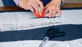 Dressmaker design tailor pattern on the table