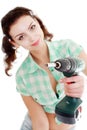 Woman with drill Royalty Free Stock Photo