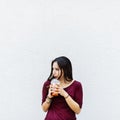 Woman Drinking Beverage Milk Tea Drinks Waiting Concept