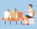 Woman Drinking Champagne Flat Vector Illustration Royalty Free Stock Photo