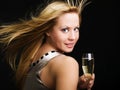 Woman drinking champange and celebrating Royalty Free Stock Photo