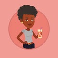 Woman drinking cocktail vector illustration.