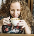 Woman Drinking Coffee Breakfast Refreshment Concept Royalty Free Stock Photo