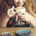 Woman Drinking Coffee Breakfast Refreshment Concept Royalty Free Stock Photo