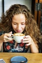 Woman Drinking Coffee Breakfast Refreshment Royalty Free Stock Photo