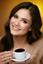 Woman Drinking Coffee. Female Drinking Hot Beverage. Royalty Free Stock Photo