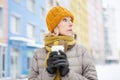 Woman drinking Coffee in Winter Royalty Free Stock Photo