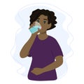 Woman drinking a fresh glass of water. Healthy and Sustainable Lifestyle Concept