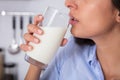 Woman Drinking Glass Of Fresh Milk Royalty Free Stock Photo