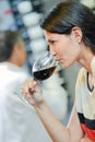 Woman drinking glass red wine Royalty Free Stock Photo