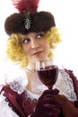 Woman drinking red wine