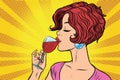 Woman drinking red wine Royalty Free Stock Photo