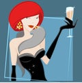 Woman drinking wine vector