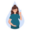 A woman drinks water in a flat style. Vector flat illustration of a pregnant woman drinking water from a glass. Healthy, drinking Royalty Free Stock Photo