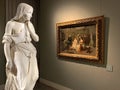 Woman Driven Crazy by Love, Antonio Galli marble and An Antique Dealer Gerolamo Induno painting at the GAM, Milan, Italy