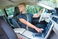 Woman driver parking her car Royalty Free Stock Photo