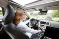 Woman driving a car