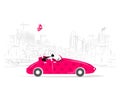 Woman driving car for your design Royalty Free Stock Photo