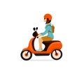 Woman driving electrical scooter