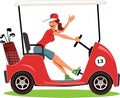 Woman driving a golf cart