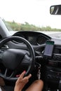 Woman driving on the highway Royalty Free Stock Photo