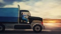 Woman driving lorry truck Royalty Free Stock Photo