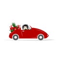 Woman driving red car for your design Royalty Free Stock Photo