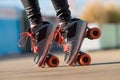 Woman driving with roller skate Royalty Free Stock Photo