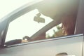 Woman driving in a sunny day