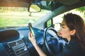 Woman driving astray Royalty Free Stock Photo