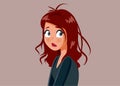 Insecure Woman with Dirty Unwashed Frizzy Hair Vector Illustration
