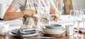 Woman Drying Dishes Royalty Free Stock Photo