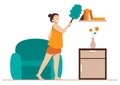 Woman Dusting at Home