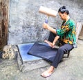 The woman dyeing cloth in zhaoxin,guizhou,china