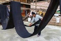 The woman dyeing cloth in zhaoxin,guizhou,china