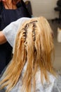 Woman dyeing hair