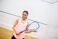 Woman eager to play squash Royalty Free Stock Photo