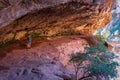 Woman on early morning hike on the Zion Canyon Overlook Trail, Zion National Park, Utah, USA. Royalty Free Stock Photo