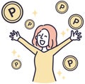 Woman earning points Simple illustration