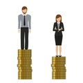 Woman earns less money than man discriminates Royalty Free Stock Photo