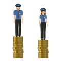 Woman earns less money than man police discriminates Royalty Free Stock Photo